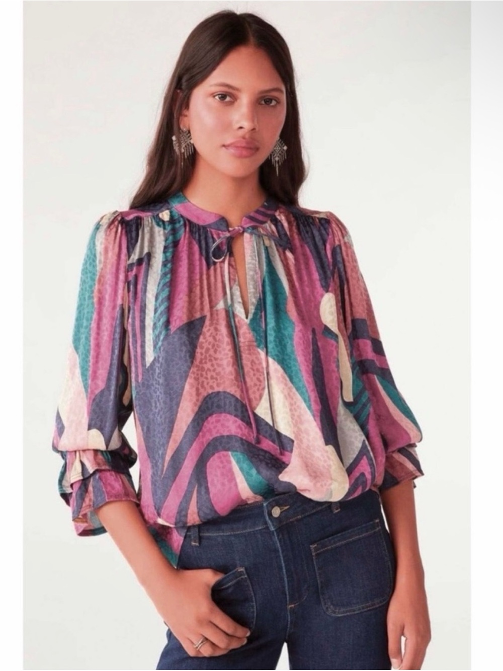 ba&sh Wim Long Sleeve Blouse Multi Size 3